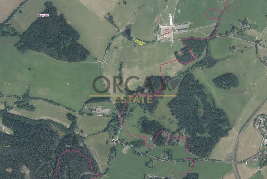 Prodej zastavitelného pozemku 1419 m2 v k. ú. Trojmezí