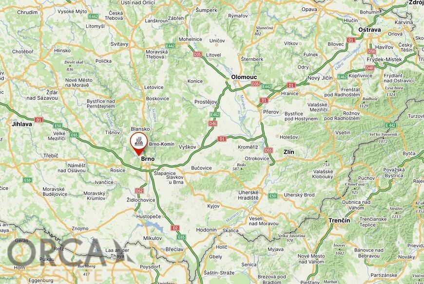 Podíl 42 m2 na pozemcích v k.ú. Komín a v k.ú. Bystrc