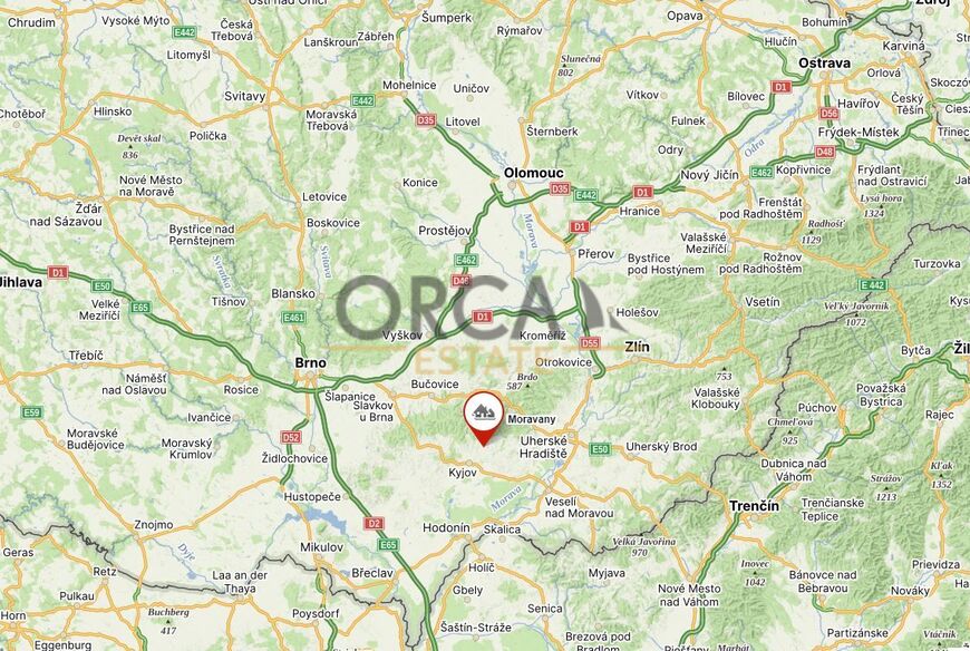 Spoluvlastnický podíl 728 m2 na pozemcích v k.ú. Moravany u Kyjova