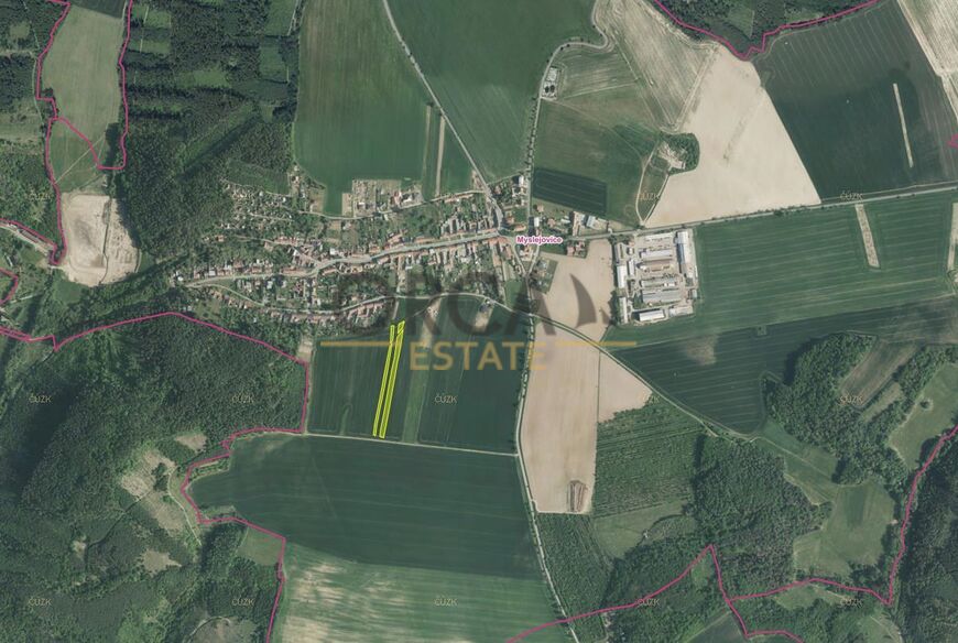 0,2 ha pozemků v k.ú. Myslejovice