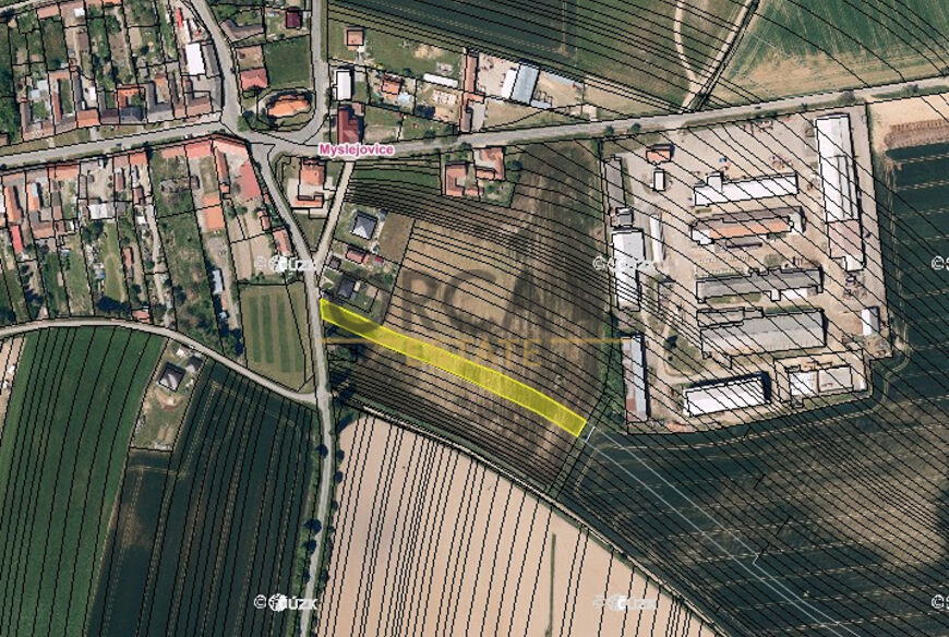 Prodej podílu 1389 m2 na zajímavém pozemku v k. ú. Myslejovice