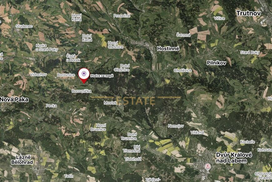 Prodej podílu 1/24 pozemků o podílové výměře 1464 m2 v k.ú. Borovnice u Staré Paky (okres Trutnov)