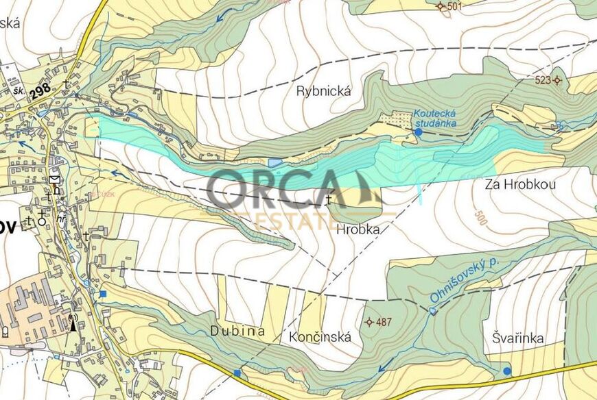 Prodej 1/4 podílu pozemků v k.ú. Ohnišov,část z nich plochy rekreace, podílová výměra činí 41519 m2