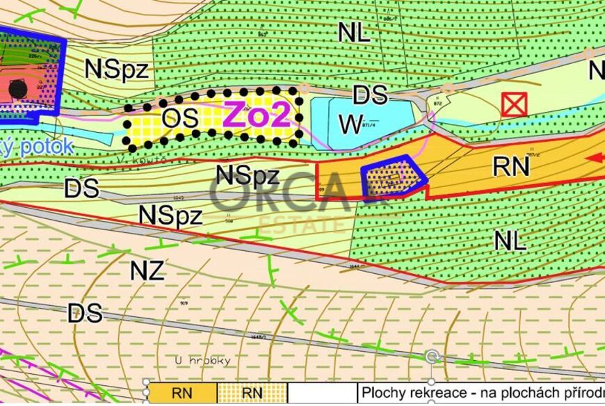 Prodej 1/4 podílu pozemků v k.ú. Ohnišov,část z nich plochy rekreace, podílová výměra činí 41519 m2