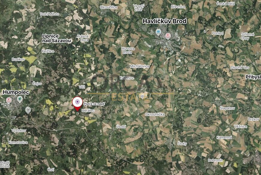 Prodej pozemku o výměře 1977 m2 v k. ú. Herálec (okres Havlíčkův Brod)