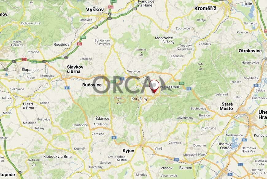 Prodej pozemků v k. ú. Koryčany o výměře 8104 m2