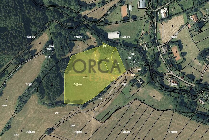 Prodej podílu 8242 m2 na pozemcích v k. ú. Křenov u Žacléře