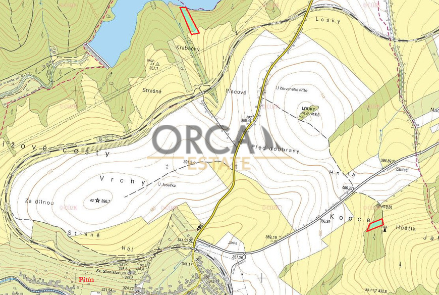 Prodej lesních pozemků v k.ú. Pitín o výměře 3127 m2