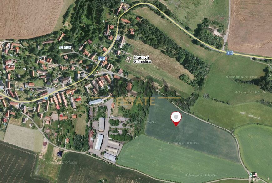 Prodej perspektivních pozemků v k.ú. Hradové Střimelice o výměře 6185 m2, okr. Praha-východ