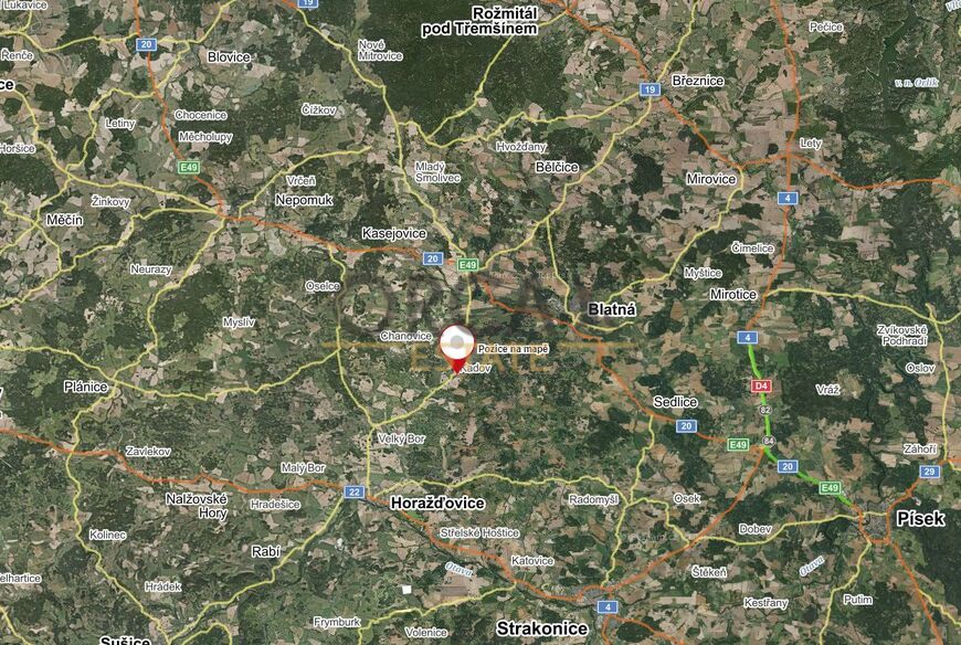 Pozemek v návrhové ploše smíšené výrobní, k.ú. Lnářský Málkov o výměře 6728 m2