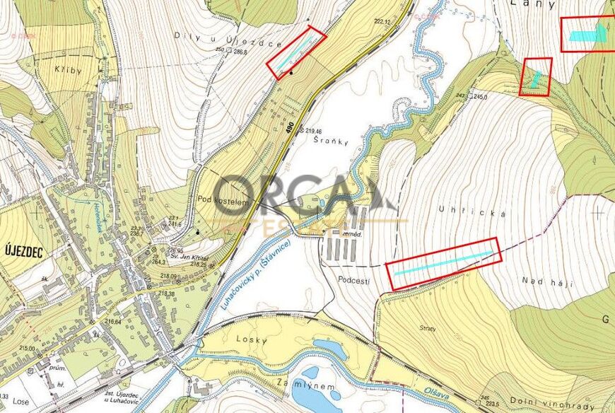 Prodej 0,9 ha pozemků v k. ú. Újezdec u Luhačovic