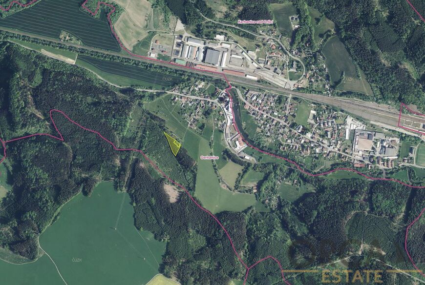 Podíl 2173 m2 na pozemcích v k. ú. Gerhartice