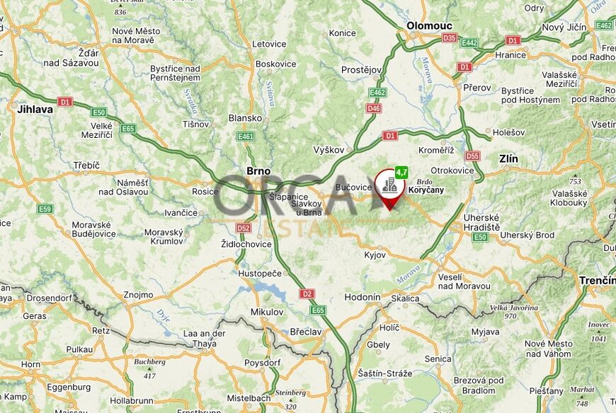 Prodej pozemků v k. ú. Koryčany o výměře 8104 m2