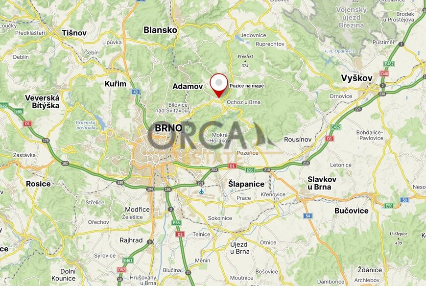 Prodej pozemků o výměře 5202 m2 v k.ú. Kanice (okr. Brno-venkov)