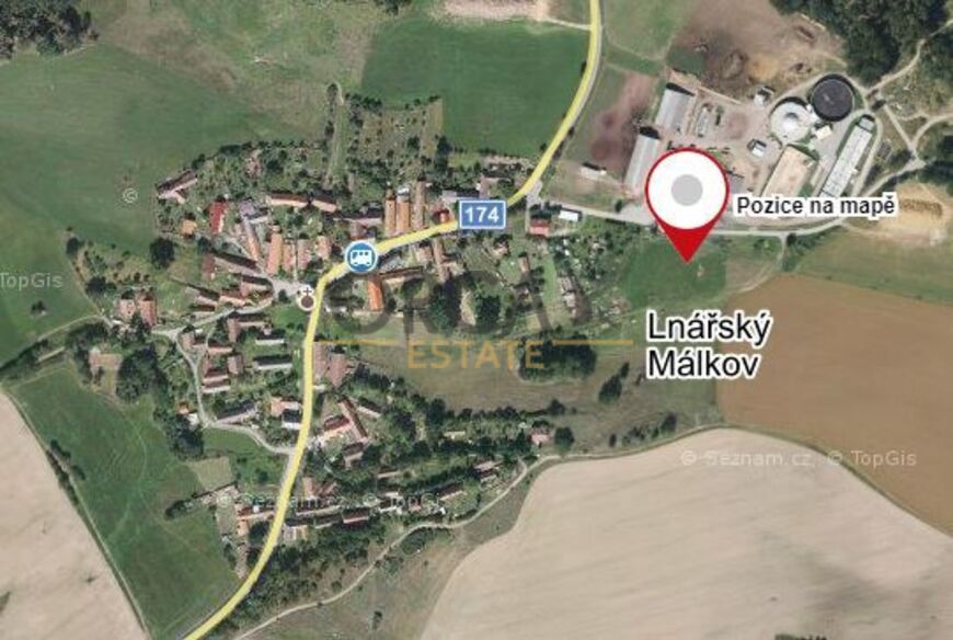 Pozemek v návrhové ploše smíšené výrobní, k.ú. Lnářský Málkov o výměře 6728 m2